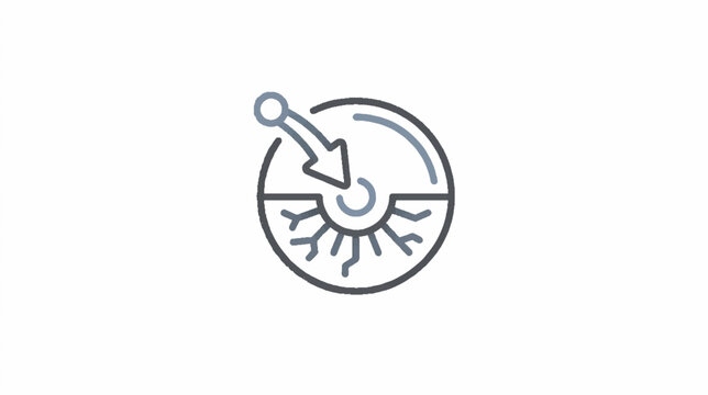 Minimalist blue halftone arrow and circle geometric pattern