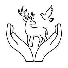 Fototapeta premium Wildlife Conservation and Animal Protection Line Icon Vector Illustration