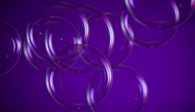 Abstract Purple Background with Floating Bubbles Modern Design