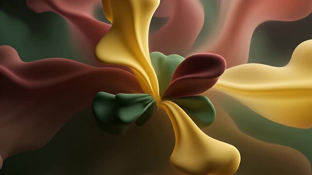 Abstract 3D Rendered Organic Shapes in Vibrant Colors Flowing and Interacting in a Dynamic Visual Display.