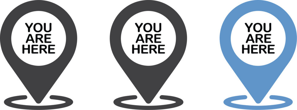 You are here marker, location pin symbol for maps, route planning, navigation tools, and destination guidance.
