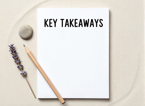 Piece Of White Paper With Phrase Key Takeaways Prominently Displayed In Bold Black Capital Letters Towards Center Right Side Text