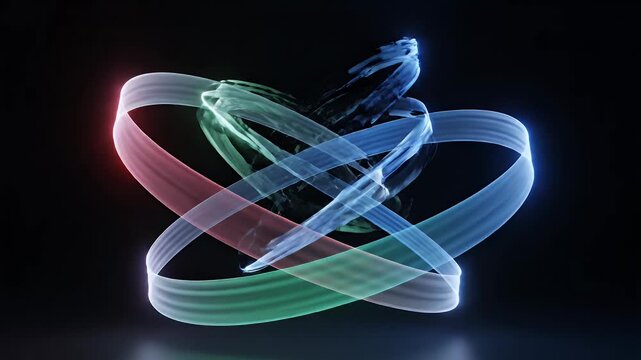 Dynamic Laser Light Show - Intersecting Beams and Abstract Shapes in a Dark Environment.