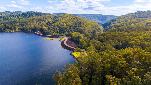 Aerial View of Baroon Pocket Dam and Lake Baroon, Sunshine Coast Hinterland, Queensland, Australia