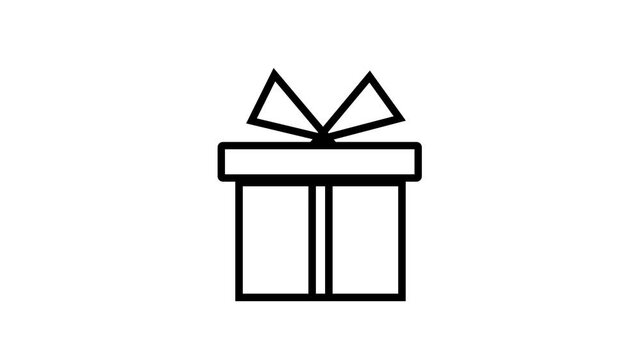 Gift Box Icon with Ribbon Bow Representing Present, Surprise and Celebration Concept on White Background.