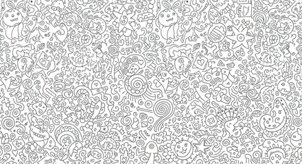 Obraz premium Abstract doodle art background design with whimsical line elements