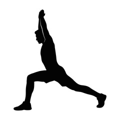 Fototapeta premium yoga, fitness, silhouette, man, exercise, stretching, vector isolated on White Background