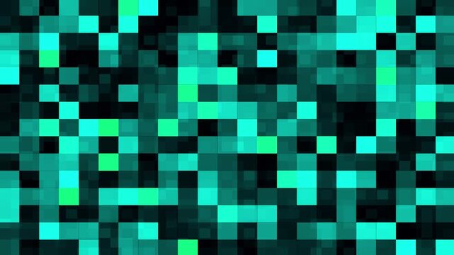 Loopable abstract mosaic blur censored animated. Dynamic pixelated background. Blocks shifting and changing constantly. Shining pulsing square tiles. Digital blocky glitch and mosaic geometric loop.