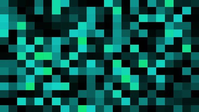 Loopable abstract mosaic blur censored animated. Dynamic pixelated background. Blocks shifting and changing constantly. Shining pulsing square tiles. Digital blocky glitch and mosaic geometric loop.