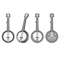 Naklejka premium Banjo Silhouette Collection