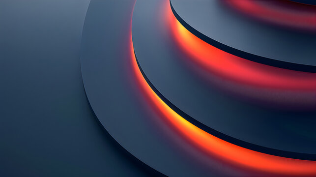Abstract geometric steps with glowing red led strip lights geometry abstract