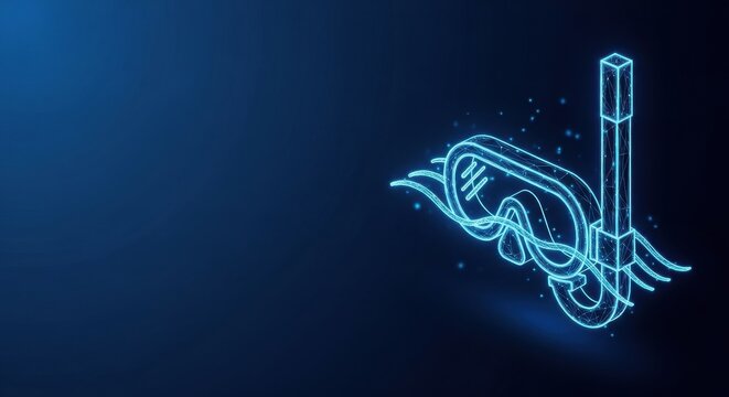 Neon Blue Rollercoaster Ride Illustration with Dynamic Motion and Thrilling Curves
