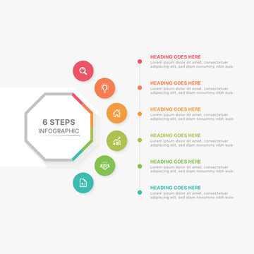 6 Steps Business Infographic Template with Icons and List Layout