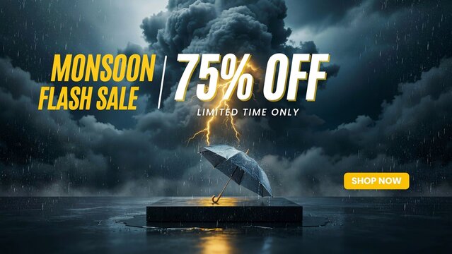 Monsoon flash sale 75 percent off limited time only ad with discount, promotion