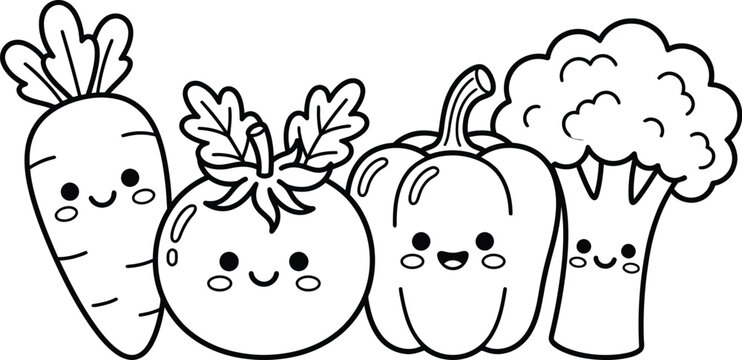 Cute vegetable character illustration isolated vector collection