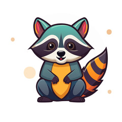 Fototapeta premium Cute Cartoon Raccoon Vector Illustration