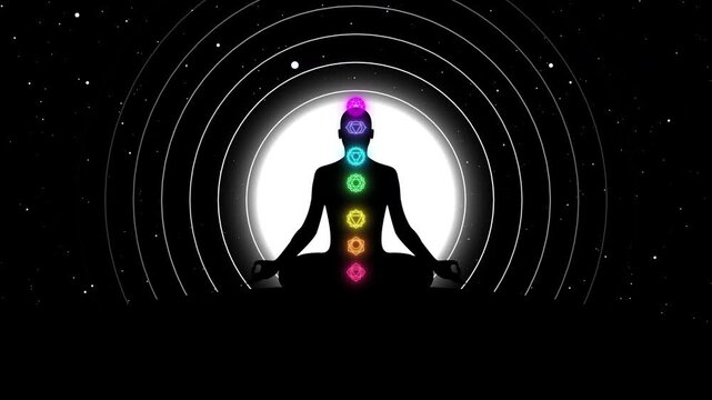 7 Chakras Peaceful Meditation in the Starlight animation. Full HD. 4K