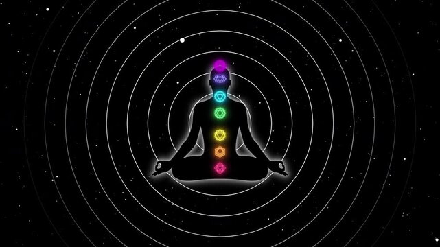 7 Chakras Peaceful Meditation in the Starlight animation. Full HD. 4K