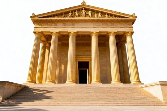 Golden Neoclassical Temple with Grand Columns