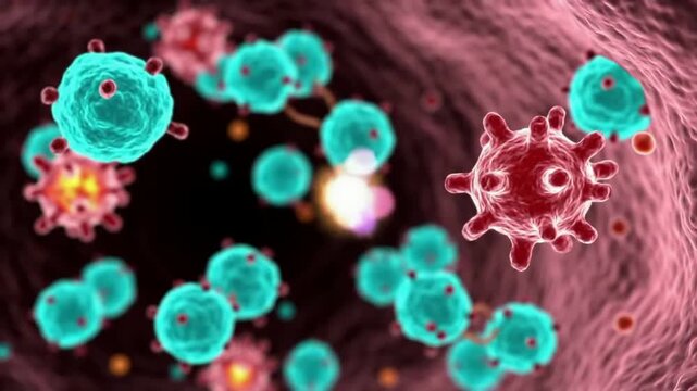 4K CGI Animation Of Microscopic Antioxidant Molecules Neutralizing Free Radicals In Cellular Environment