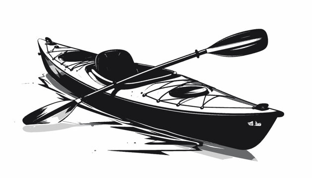 Black kayak with single paddle.