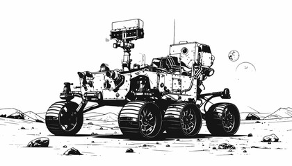 Mars rover vehicle on lunar surface. © Asus