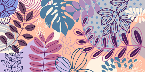 Obraz premium Spring background with beautiful. flower background for design. Colorful background with tropical plants.