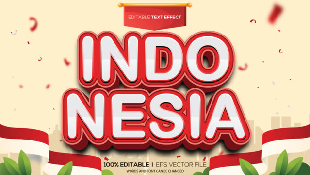Indonesian Independence Day-themed 3D text effect