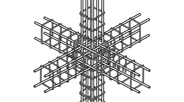 Steel Rebar Construction Grid Framework.
