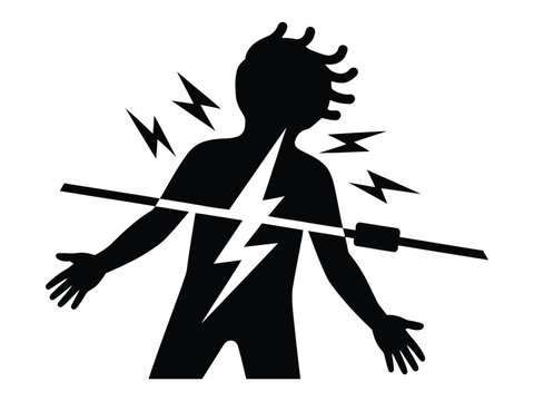 Electrical shock and electrocution hazard icon vector. High voltage electrical accident warning symbol