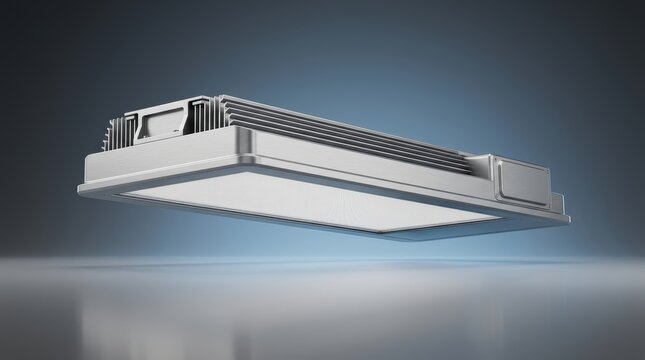 Semiconductor facility light 3D render cleanroom illumination fixture for wafer fabrication microelectronics manufacturing and chip production