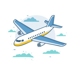 Fototapeta premium Blue and yellow airplane vector illustration