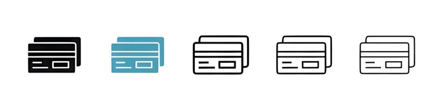Credit card line icon set. ATM debit card payment icon. Contactless and cashless shopping card sign for UI designs. Thin line customizable illustration. Contour symbol. Vector. Editable stroke