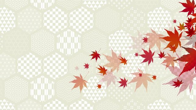 Red Japanese Maple Leaves on Geometric Pattern 4K