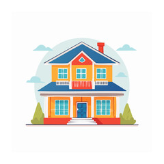 Fototapeta premium Colorful Two Story House Illustration