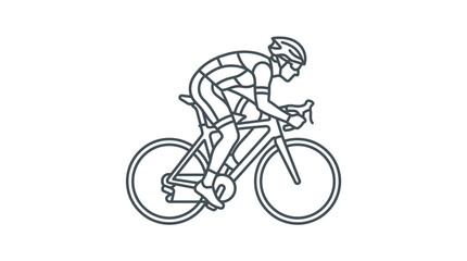 Obraz premium Athlete riding a racing bike side view line icon.
