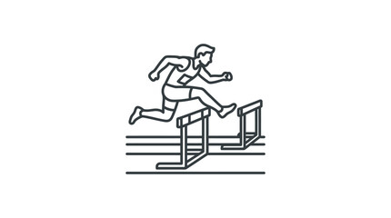 Fototapeta premium Athlete running and jumping over hurdles on track.