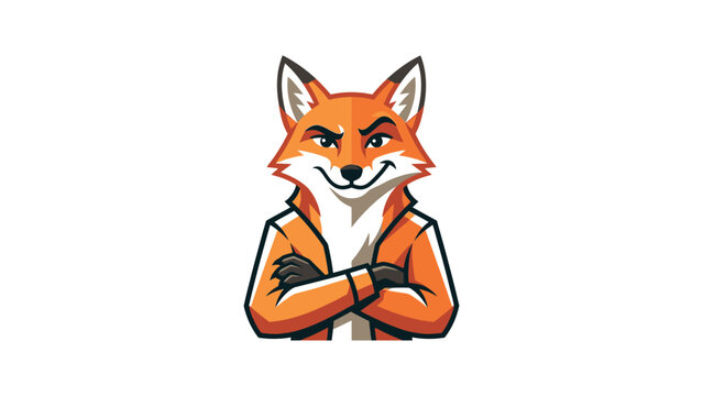 A stylized cartoon fox character with crossed arms wearing an orange jacket.