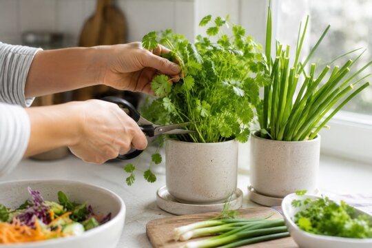 Growing fresh herbs and vegetables at home through indoor gardening and backyard harvest for a healthy sustainable lifestyle.