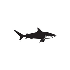Fototapeta premium Mako shark silhouette on white background. Mako shark icon sign vector illustration design.