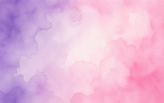 Purple Pink Pastel Watercolor Background with Soft Abstract Paint Wash, Cloudy Gradient, Hand Painted Paper Texture, Elegant Artistic Color Blend, water color
