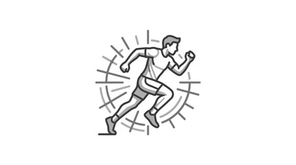 Obraz premium Male athlete sprinting fast line art illustration
