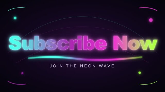 Neon Subscribe Now Text Animation with Abstract Background.