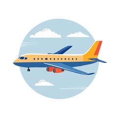 Fototapeta premium Colorful airplane flying in the sky illustration