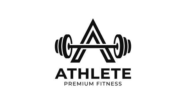 Modern Athlete Premium Fitness Logo Design with Barbell and Letter A.