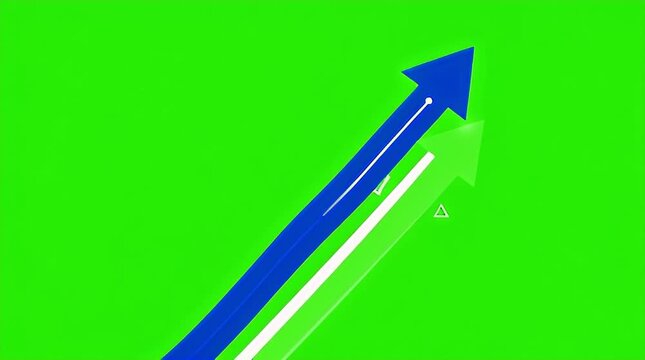Blue arrow pointing up on green.