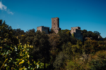Naklejka premium Castello di Venere rising above woodland in Erice, Sicily