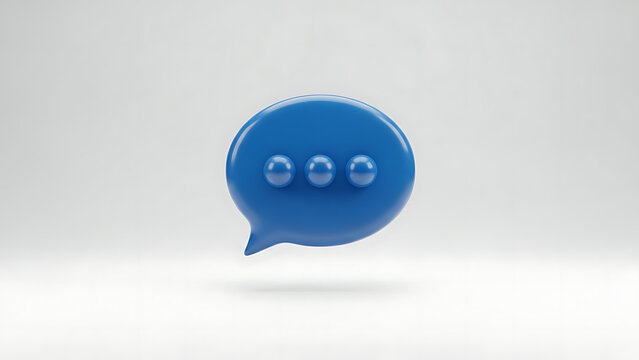 Blue 3D speech bubble chat icon representing digital communication and messaging with communication, feedback