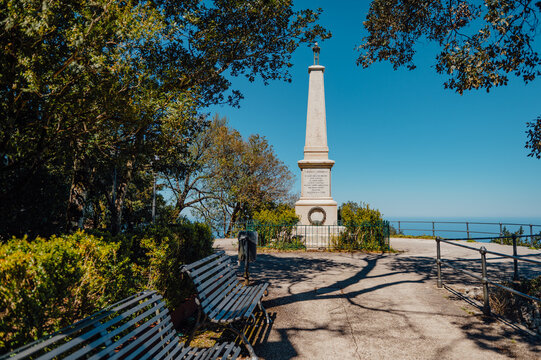 Monument viewpoint in Balio Gardens overlooking the sea in Erice