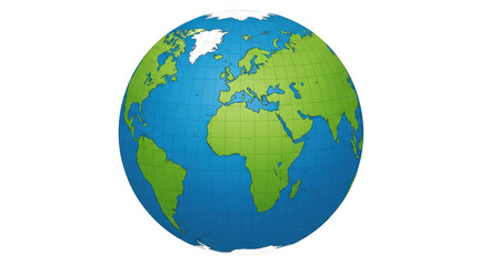 Fototapeta premium Detailed Planet Earth globe revolving with continents and oceans during daylight Isolated on transparent background